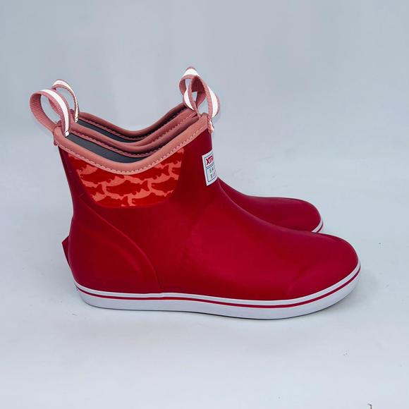 Shoes - XTRATUF WOMENS SALMON SISTERS RED SLIP-RESISTANT IN ANKLE DECK BOOTS SIZE 9B